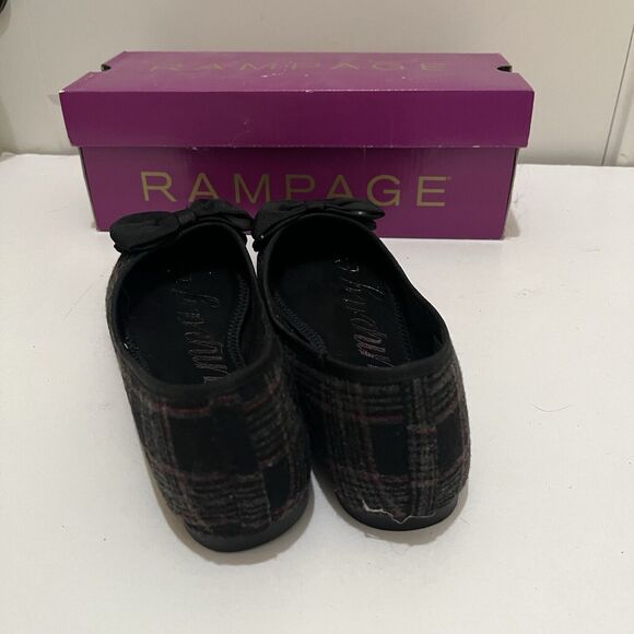 Rampage Ram Brice Black Gray Plaid Flats Bow Pointed Toe Slip On Womens 6.5M - Picture 6 of 9